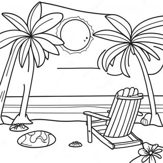 Pagina Para Colorear De Escena De Playa De Vacaciones De Primavera 39117-32482