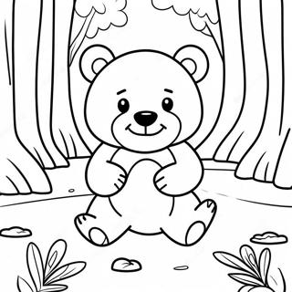 Pagina Para Colorear De Un Lindo Oso Pardo Jugando En El Bosque 3911-3165