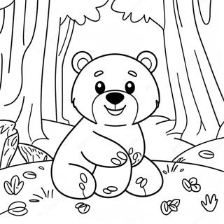 Pagina Para Colorear De Un Lindo Oso Pardo Jugando En El Bosque 3911-3166