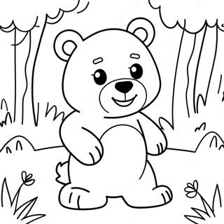 Pagina Para Colorear De Un Lindo Oso Pardo Jugando En El Bosque 3911-3167