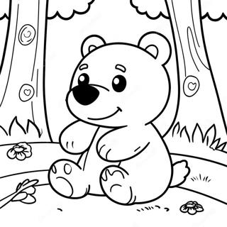 Pagina Para Colorear De Un Lindo Oso Pardo Jugando En El Bosque 3911-3168