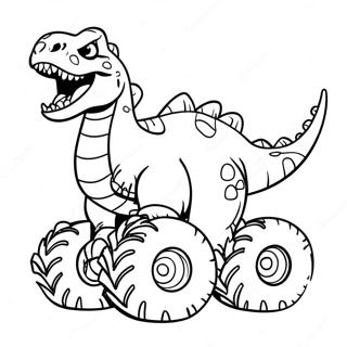 Pagina Para Colorear De Camion Monstruo De Dinosaurio Feroz 39128-32497