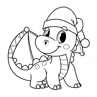 Pagina Para Colorear De Dragon Festivo Con Gorro De Santa 39158-32513