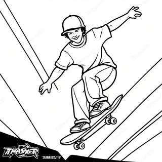 Pagina Para Colorear De Un Skater De Thrasher Realizando Trucos 39298-32628