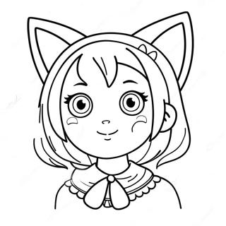 Pagina Para Colorear Linda Chica De Anime Con Orejas De Gato 392-313