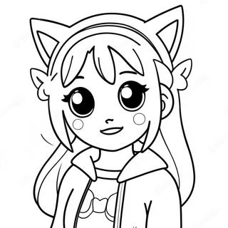 Pagina Para Colorear Linda Chica De Anime Con Orejas De Gato 392-314