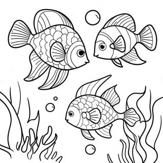 Pagina Para Colorear De Peces Tropicales Coloridos En Una Escena Submarina 39418-32725