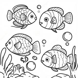 Pagina Para Colorear De Peces Tropicales Coloridos En Una Escena Submarina 39418-32727