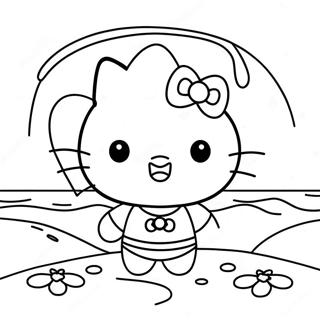 Pagina Para Colorear De Hello Kitty Dia De Playa Adorable 39448-32742