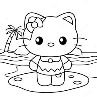 Pagina Para Colorear De Hello Kitty Dia De Playa Adorable 39448-32743