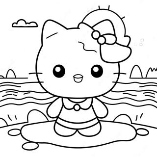 Pagina Para Colorear De Hello Kitty Dia De Playa Adorable 39448-32744