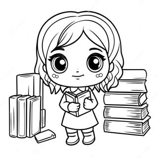 Pagina Para Colorear De Chibi Hermione Granger Con Libros 39638-32897