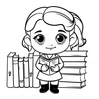 Pagina Para Colorear De Chibi Hermione Granger Con Libros 39638-32898