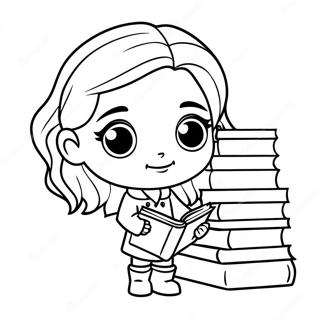 Pagina Para Colorear De Chibi Hermione Granger Con Libros 39638-32899