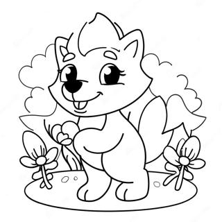 Pagina Para Colorear De Lobo Kawaii Jugueton Con Flores 39648-32902