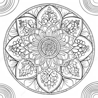 Pagina Para Colorear De Un Mandala De Flores Dificil 39717-32954