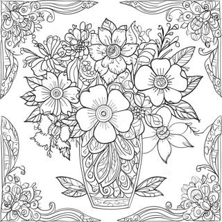 Pagina Para Colorear De Un Ramo De Flores Intrincado 39718-32960