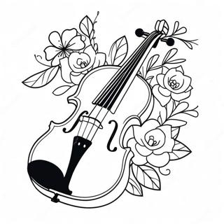 Pagina Para Colorear De Violin Elegante Con Flores 39758-32982