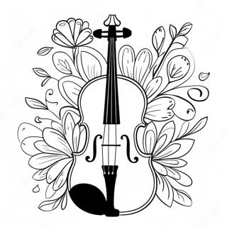 Pagina Para Colorear De Violin Elegante Con Flores 39758-32983