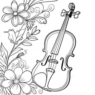 Pagina Para Colorear De Violin Elegante Con Flores 39758-32984