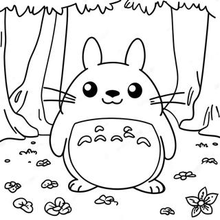 Pagina Para Colorear De Totoro Lindo En El Bosque 3981-3221