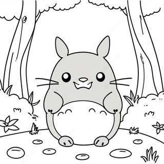 Pagina Para Colorear De Totoro Lindo En El Bosque 3981-3222