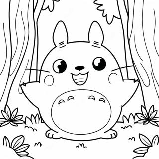 Pagina Para Colorear De Totoro Lindo En El Bosque 3981-3223