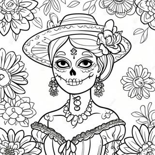 Pagina Para Colorear Catrina Colorida Del Dia De Los Muertos 402-321