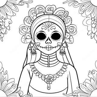 Pagina Para Colorear Catrina Colorida Del Dia De Los Muertos 402-323