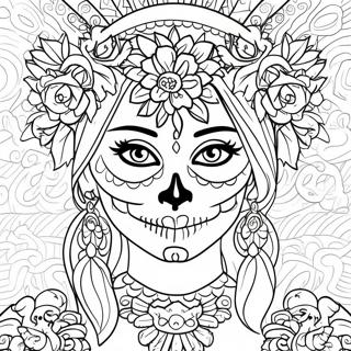 Pagina Para Colorear Catrina Colorida Del Dia De Los Muertos 402-324