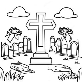 Pagina Para Colorear De Escena De Cementerio 40578-33636