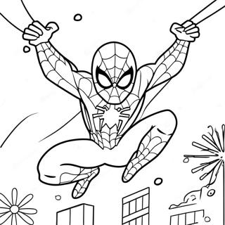 Spider Man Balanceandose A Traves De Copos De Nieve Pagina Para Colorear 40729-33737