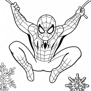 Spider Man Balanceandose A Traves De Copos De Nieve Pagina Para Colorear 40729-33738