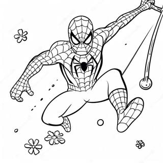 Spider Man Balanceandose A Traves De Copos De Nieve Pagina Para Colorear 40729-33739