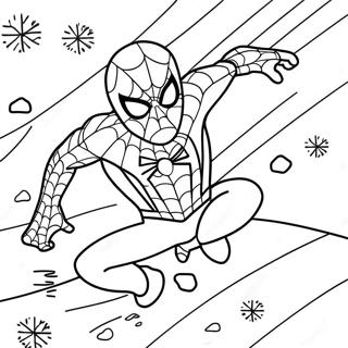 Spider Man Balanceandose A Traves De Copos De Nieve Pagina Para Colorear 40729-33740