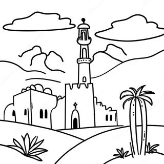 Pagina Para Colorear De Paisaje Del Desierto De Marruecos 40889-33868