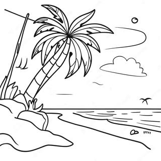 Pagina Para Colorear De Escena De Playa Tropical Hawaiana 41169-34208