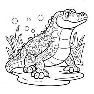 Pagina Para Colorear De Vector El Cocodrilo Nadando En El Agua 41600-34522