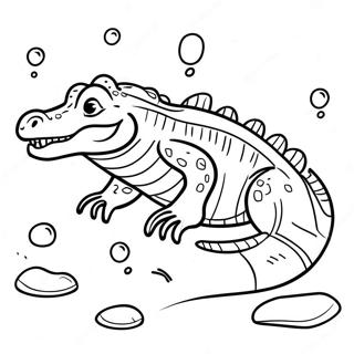 Pagina Para Colorear De Vector El Cocodrilo Nadando En El Agua 41600-34524