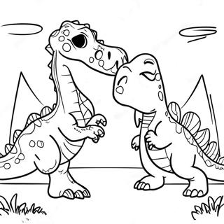 Pagina Para Colorear De La Batalla Epica Entre Spinosaurus Y T Rex 41649-34558