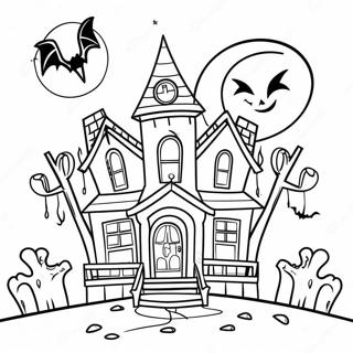 Pagina Para Colorear De La Casa Embrujada Espeluznante De Halloween 41660-34574