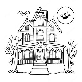 Pagina Para Colorear De La Casa Embrujada Espeluznante De Halloween 41660-34575