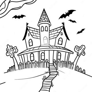 Pagina Para Colorear De La Casa Embrujada Espeluznante De Halloween 41660-34576