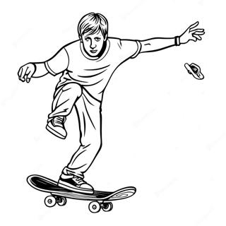 Pagina Para Colorear De Tony Hawk Realizando Un Truco De Patineta 41700-34597