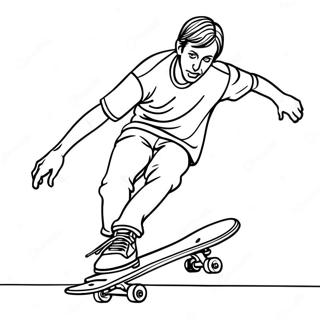 Pagina Para Colorear De Tony Hawk Realizando Un Truco De Patineta 41700-34599