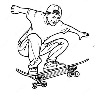 Pagina Para Colorear De Tony Hawk Realizando Un Truco De Patineta 41700-34600