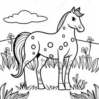 Pagina Para Colorear De Un Caballo Appaloosa Manchado En Un Prado 41710-34606