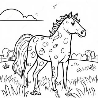 Pagina Para Colorear De Un Caballo Appaloosa Manchado En Un Prado 41710-34607