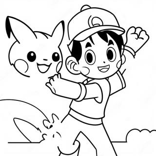 Pagina Para Colorear De Ash Ketchum Atrapando A Pikachu 41720-34612