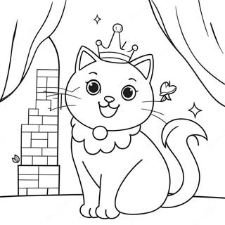 Pagina Para Colorear De Una Gata Princesa Magica En Un Castillo 41750-34633